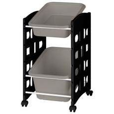 리빙스마일 스마일이동식 블랙 프레임 바구니 정리함 C 혼합형 2p, 브라운