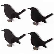 리빙스토어 강력 접착 스테인레스 후크, 블랙 아기새, 4개