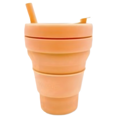 옵티머스 접이식 휴대용 실리콘 텀블러+빨대세트, 1개, 475ml, 코랄