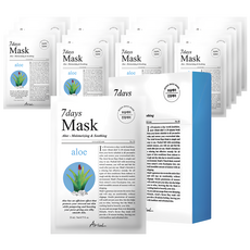 아리얼 세븐데이즈 알로에 H 진정 보습 마스크 팩, 1개입, 20개 뷰티/스킨케어 반품 최저가 18,610원