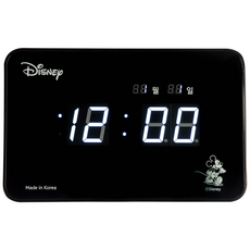 디즈니정품 미키마우스 캐릭터 디지털 LED 인테리어 무소음 거실 전자벽시계 가로 39cm, D411390MK