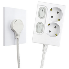 원스탑 제로갭 국산 슬림 납작 멀티탭 2구 16A 고출력 개별스위치 전절형 멀티콘센트 + 안전커버 2p 세트 1m 1.5m 3m 화이트, 1개