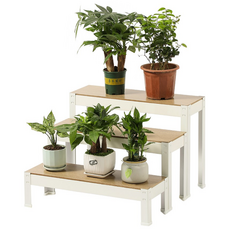 홈치치 화분 선반대 받침대 진열대, 3단, 화이트 400