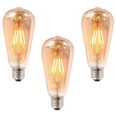 알라딘라이팅 에디슨 전구 ST-64 E26 3개입 LED 램프 2000K 2200K 전구색, 3개