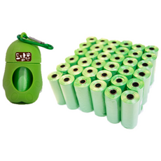 寵物外出膠囊型撿便袋收納盒+撿便替換袋 555枚, 綠色, 1組