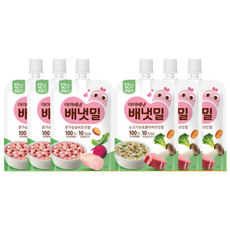 [아이배냇] 배냇밀 베베 짜먹는 유아용 이유식 2종 소고기 브로콜리 3개 + 닭가슴살 비트 3개, 1세트, 600g, 소고기브로콜리3+닭가슴살비트3
