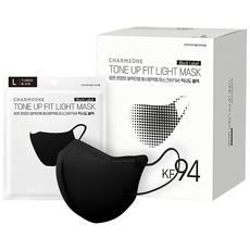 참존 톤업핏 블랙라벨 라이트 황사방역용 KF94 마스크 대형, 25개입, 1개, 턱시도 블랙
