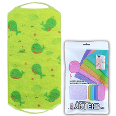 [1+1] 대나무섬유 샤워타올 때타올 (NEW 색상 무늬), 2개, 1세트, 그린 (고래)