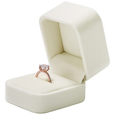 FANXI 보석 상자 보석 정리함 반지 귀걸이 목걸이 펜던트 팔찌 보관함 포장 상자 선물 케이스 결혼식용 벨벳/PU 가죽 둥근 모서리 보석 보관함 하얀색, 1개, H04501링 케이스