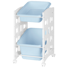 리빙스마일 스마일이동식 화이트 프레임 바구니 정리함 C 혼합형 2p, 블루, 2개