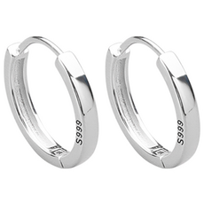 LOVFAS 999 순은 유광 귀걸이 한쌍 남녀 공용 링 귀걸이 100% 은침 진짜 예쁜 귀걸이