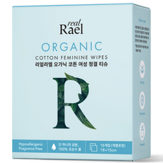 Rael 女性用棉質清潔濕巾, 50g, 1盒