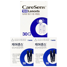 케어센스 시험지 혈당 검사지 100매 +채혈침100매, 1개, 100개입