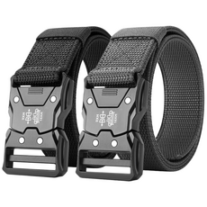 전술 벨트 나일론 알루미늄 합금 버클 빠른 건조 바지 벨트 야외 훈련, 블랙+그레이, 2건