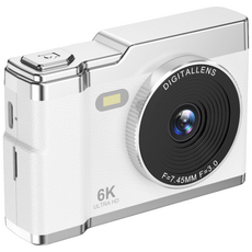 HOMIE 디지털카메라 6400W 픽셀카메라 2.4인치 고화질 미니 카메라 128GB 소형으로 휴대하기 편하고, 하얀색