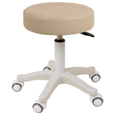 AWC 포그니 바퀴 보조의자 오피스 미용실 병원 바퀴의자 원형 회전 보조 바퀴 의자 원형스툴, 베이지, 1개