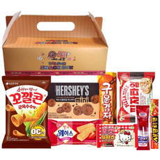 달콤새앰 간식박스 학교 학원 과자 교회 답례품 행사 단체 간식 꾸러미 박스 선물 세트 손잡이세트, 1개, 단체간식선물박스 8종