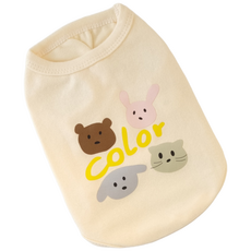 拜格姆 寵物純棉Friends無袖T恤, 象牙白