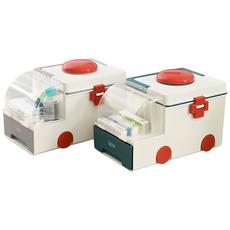 구디푸디 2단 구급차 구급상자 구급함 약보관함, 1개, 그린