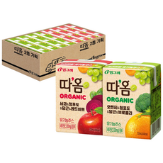 빙그레 따옴 오가닉 주스 2종 혼합(오렌지브로콜리12+사과레드비트12) 총 24개, 혼합/야채, 120ml, 1세트