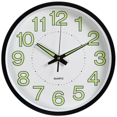 홈니드 야광 무소음 벽시계 인테리어 저소음 거실 안방 사무실 원형 시계, 블랙