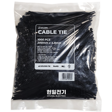 골든 케이블타이 100mm - 780mm (UL인증 흑백 등 10가지 색상 대용량 소용량), 흑색, 1000개 흑색, 1000개
