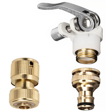 리빙로드 수도꼭지 호스 연결 커넥터 (황동 올인원 세트), 골드, 1개