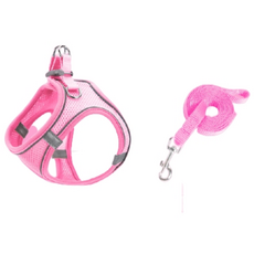 Chitashop 寵物狗 貓咪 反光胸背帶組, 粉紅色