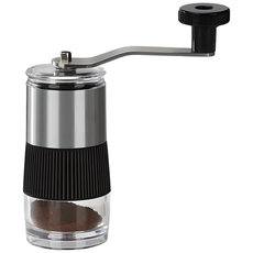 투데이리빙 미니 수동 커피 그라인더 휴대용 원두 분쇄기 세라믹버 분리형 글라인더 바리스타 용품 입자 조절 가능, R98187B, 1개, 실버