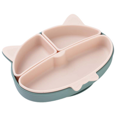 mommy's table 輔食餐盤, 香草綠(餐盤)+蜜桃粉(間隔盤), 餐盤+間隔盤 3入, 1組