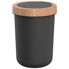 튤리 뱀부 원터치 휴지통 원형, 블랙