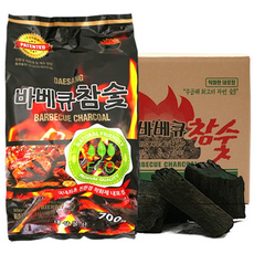 바베큐 참숯 700g 1박스(20EA/착화제 중량 포함) 숯 차콜 구이용숯 캠핑숯 바베큐용숯 바베큐용 차콜 봉지숯, 20개