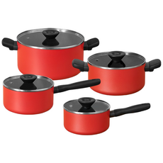 마이어 바우하우스 인덕션 시리즈 냄비 4종 세트_레드 (편수16+편수18+양수20+양수24), 1세트, 편수16+편수18+양수20+양수24, 레드