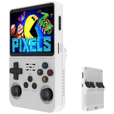 네버폴드 R36S 레트로 휴대용 게임기 한국어지원 대용량배터리 2만가지게임, 128GB, 화이트