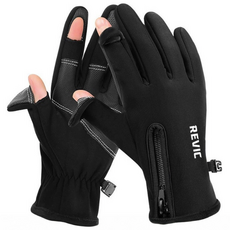 REVIC 오토바이 배달 장갑 터치 방한 글러브, 블랙