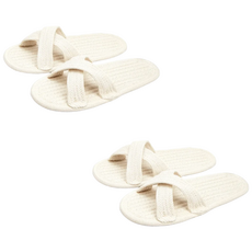 1+1 크로스 면 워셔블 거실화 층간소음 방지 실내 슬리퍼(세탁망1P증정), 1개, 아이보리2P