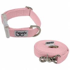 Neo FIT. 狗狗超輕量項圈牽繩組, 粉彩粉紅色, 1套