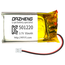 리튬폴리머 배터리 충전지 501220 3.7V 95mAh, 1개, 1개입