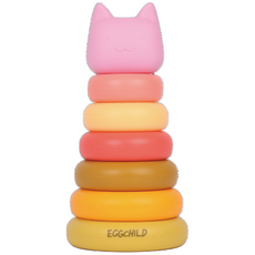 에그차일드 고양이 스태킹퍼즐 플래티넘실리콘 구강기 아기퍼즐 쌓기놀이, 레드, 1개