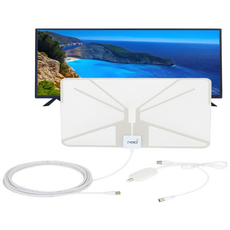 4K UHD 디지털 투명 TV안테나 실내 케이블 5M 유리창 벽부착 USB증폭 지상파 공중파 수신기 캠핑 티비 연결