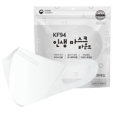 인생마스크 국산 귀편한 새부리형 KF94 마스크 대형 100매, 클라우드화이트, 4세트, 25개입