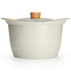 키친아트 안전한 세라믹 IH 베이지 인덕션 가스렌지 겸용 양수 전골 편수 종합 냄비 신혼 자취 선물세트, 베이직IH곰솥 26CM, 1개