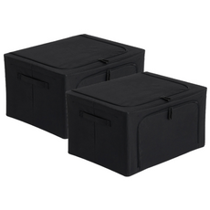 house recipe. 都市布料生活收納箱, 黑色, 2個