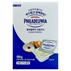 필라델피아 포션 미니크림치즈 16.67g, 100g, 1개