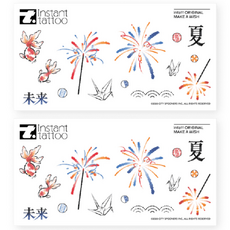 instant tattoo 煙火印花紋身彩繪貼紙 2入, 混色, 1個