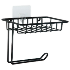 Happy Easy 浴室廁所免鑽孔毛巾架 壁掛衛生紙架 壁掛式, 1個, 黑色