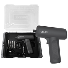 툴박스 무선 전동 드라이버 비트 세트 가정용 미니 C타입 충전식 드라이버 3.7V, 블랙, 1개