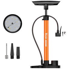 WEST BIKING 고압 자전거 공기 펌프 벨트 압력계 160 PSI 스테인리스 스틸 공기 펌프, Orange, 1개