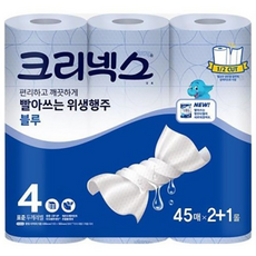 크리넥스 빨아쓰는 위생행주 블루 45매 2+1롤, 45개입, 3개