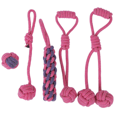 DING DONG PET 寵物蜜桃色線球玩具5件組, 混和顏色, 1套